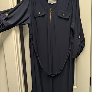 NWOT - Emma & Michele Navy Dress with Gold Accents